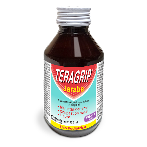 TERAGRIP JARABE PEDIATRICO (ACETAMINOFEN - CLORFENIRAMINA) 125MG-1MG/5ML X 120ML (FARMA)
