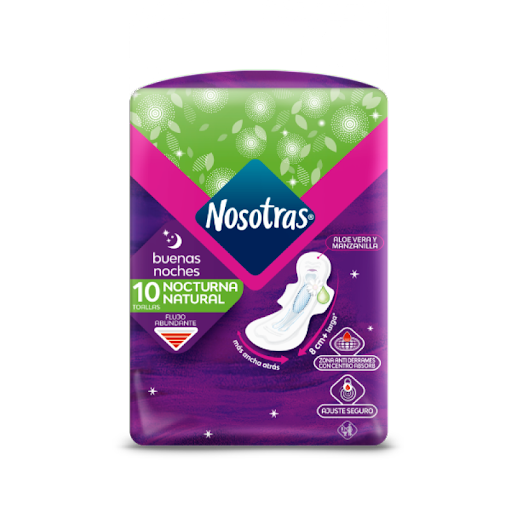 TOALLAS SANITARIAS BUENAS NOCHES ALGODON 10 UNIDADES (NOSOTRAS)