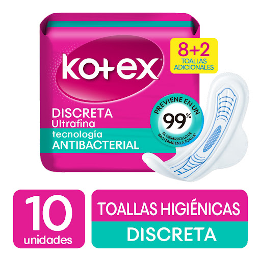 TOALLAS SANITARIAS DISCRETA ULTRAFINA 10 UNIDADES (KOTEX)