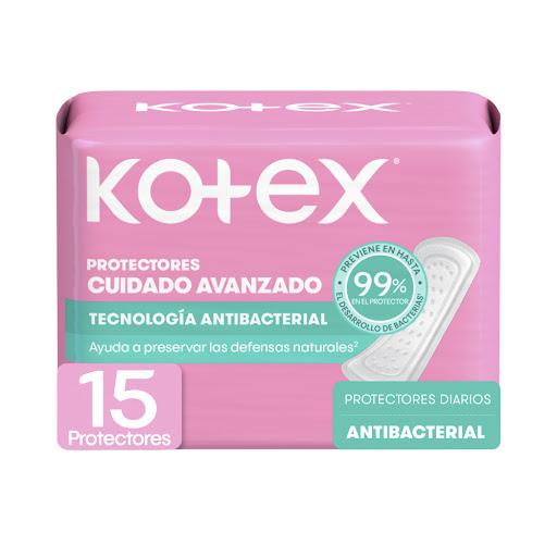 TOALLAS SANITARIAS LINER ANTIBACTERIAL X 15 UNIDADES (KOTEX)
