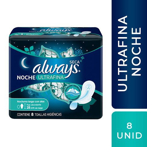 [7590002012383] TOALLAS SANITARIAS NOCHE ULTRAFINA SECA 8 UNIDADES (ALWAYS)