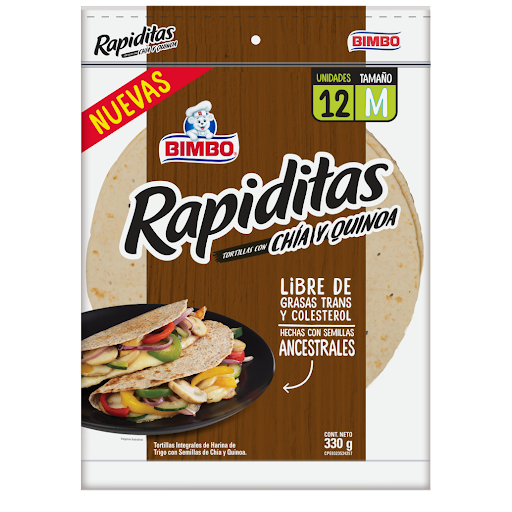 TORTILLAS RAPIDITAS CHIA Y QUINOA 330GR (BIMBO)