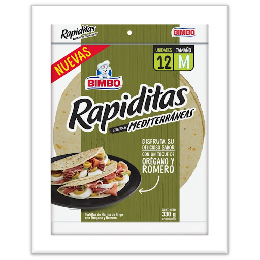 TORTILLAS RAPIDITAS MEDITERRÁNEAS 330GR (BIMBO)