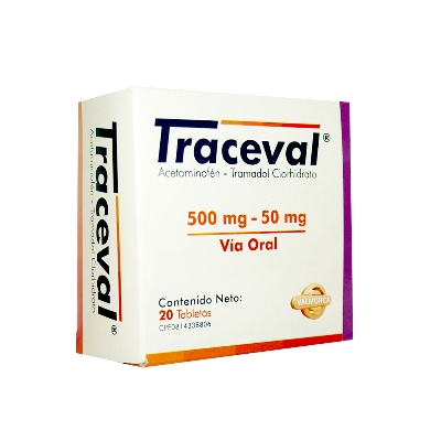[7591020080682] TRACEVAL (ACETAMINOFEN - TRAMADOL) 500MG-50MG X 20 TABLETAS (VALMORCA)