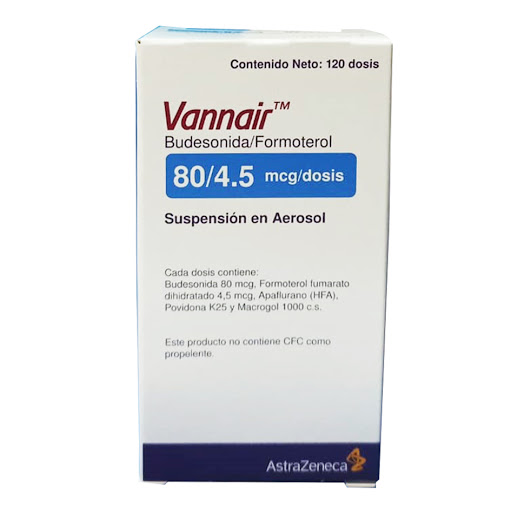 VANNAIR (BUDESONIDA - FORMOTEROL) 80-4.5MCG/DOSIS X 120 DOSIS (ASTRAZENECA)