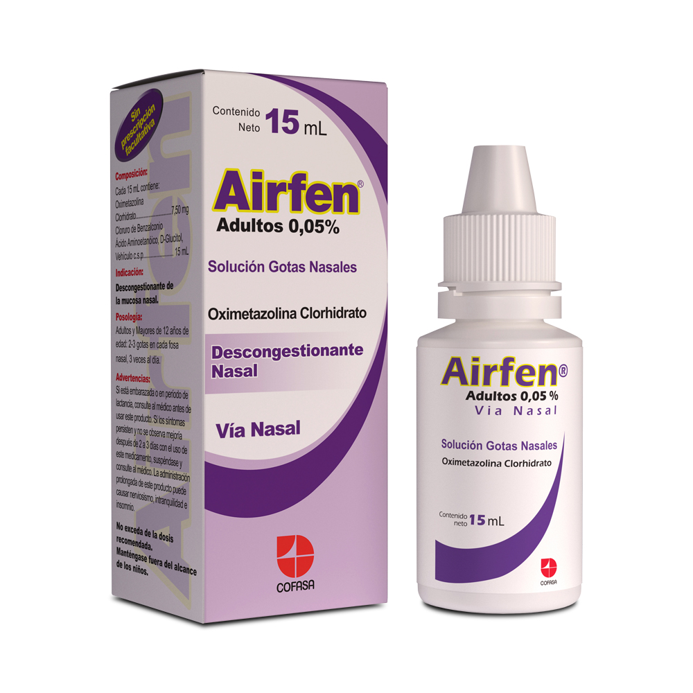 AIRFEN GOTAS NASALES ADULTOS (OXIMETAZOLINA) 0.05% X 15ML (COFASA)
