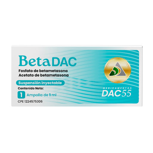 [7598578001114] BETADAC 4MG-3MG FOSFATO DE BETAMETASONA/ ACETATO DE BETAMETASONA 1ML. X1 AMP (DAC 55)