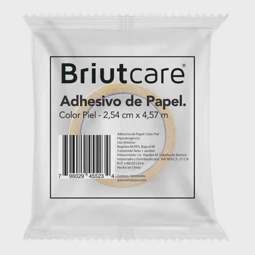 ADHESIVO DE PAPEL COLOR PIEL   X 1 UNIDAD DE 2.54CM-4.57MT (BRIUTCARE)