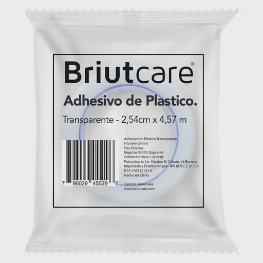 [796029455296] ADHESIVO DE PLASTICO TRANSPARENTE   X 1 UNIDAD DE 2.54CM-4.57MT (BRIUTCARE)