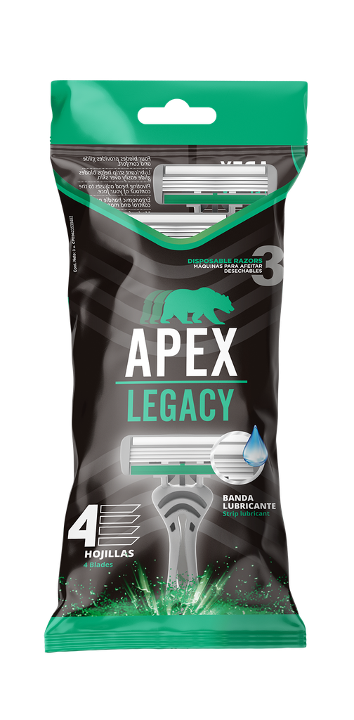 [7595751005365] AFEITADORA LEGACY 4 BLADES X 3 UNIDADES (APEX)