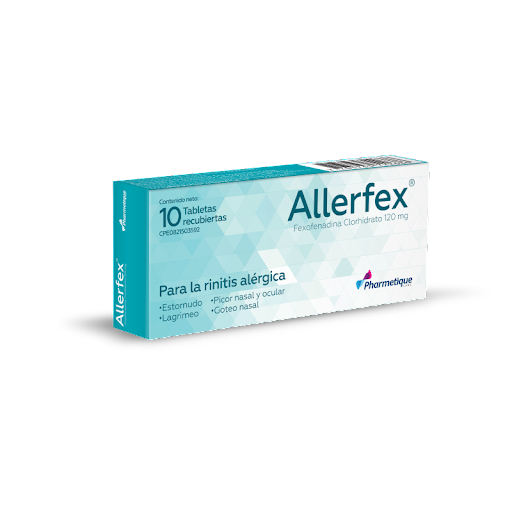 [7703763722686] ALLERFEX (FEXOFENADINA CLORHIDRATO) 120MG X 10 TABLETAS (PHARMETIQUE)