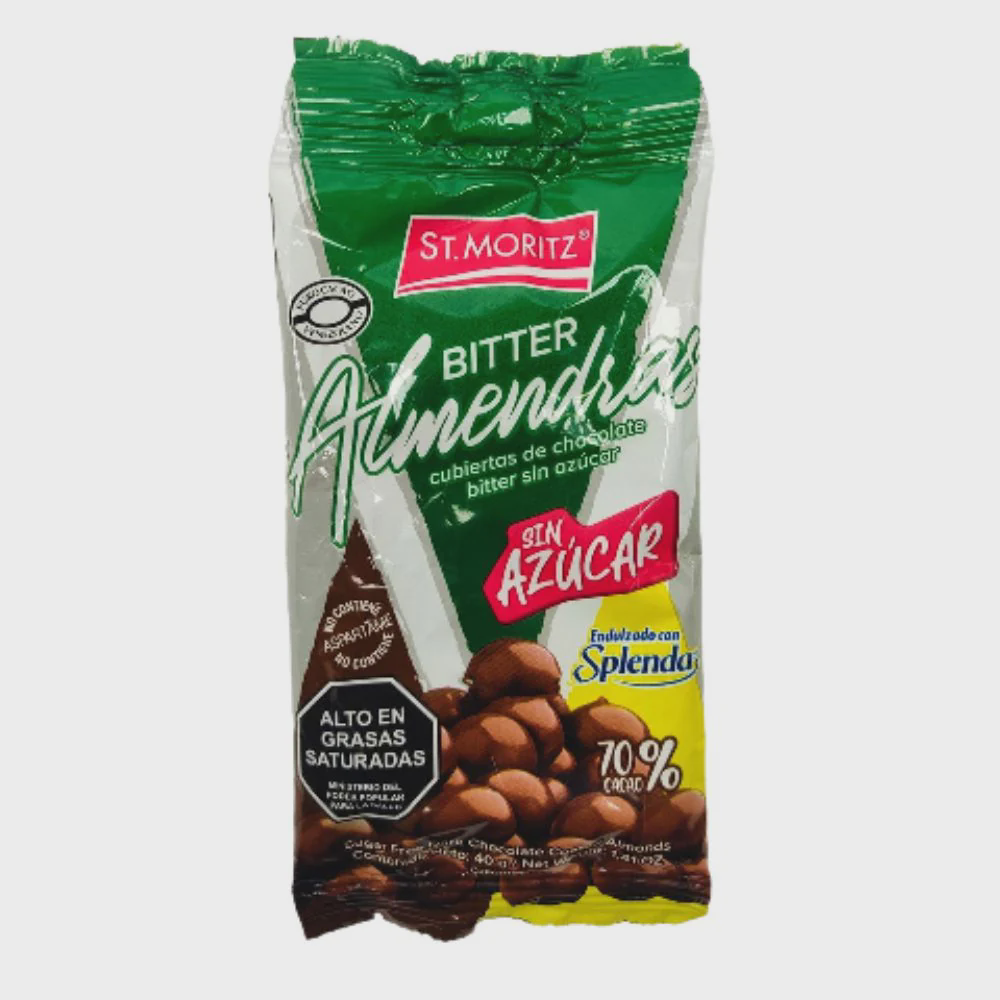 [7591720030437] ALMENDRAS BITTER SIN AZUCAR CON SPLENDA X 40GR (ST. MORITZ)