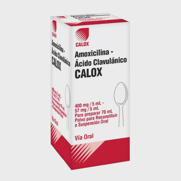 AMOXICILINA CON ÁCIDO CLAVULANICO POLVO PARA SUSPENSIÓN USO PEDIÁTRICO 400MG - 57MG/5ML X 70ML (CALOX)
