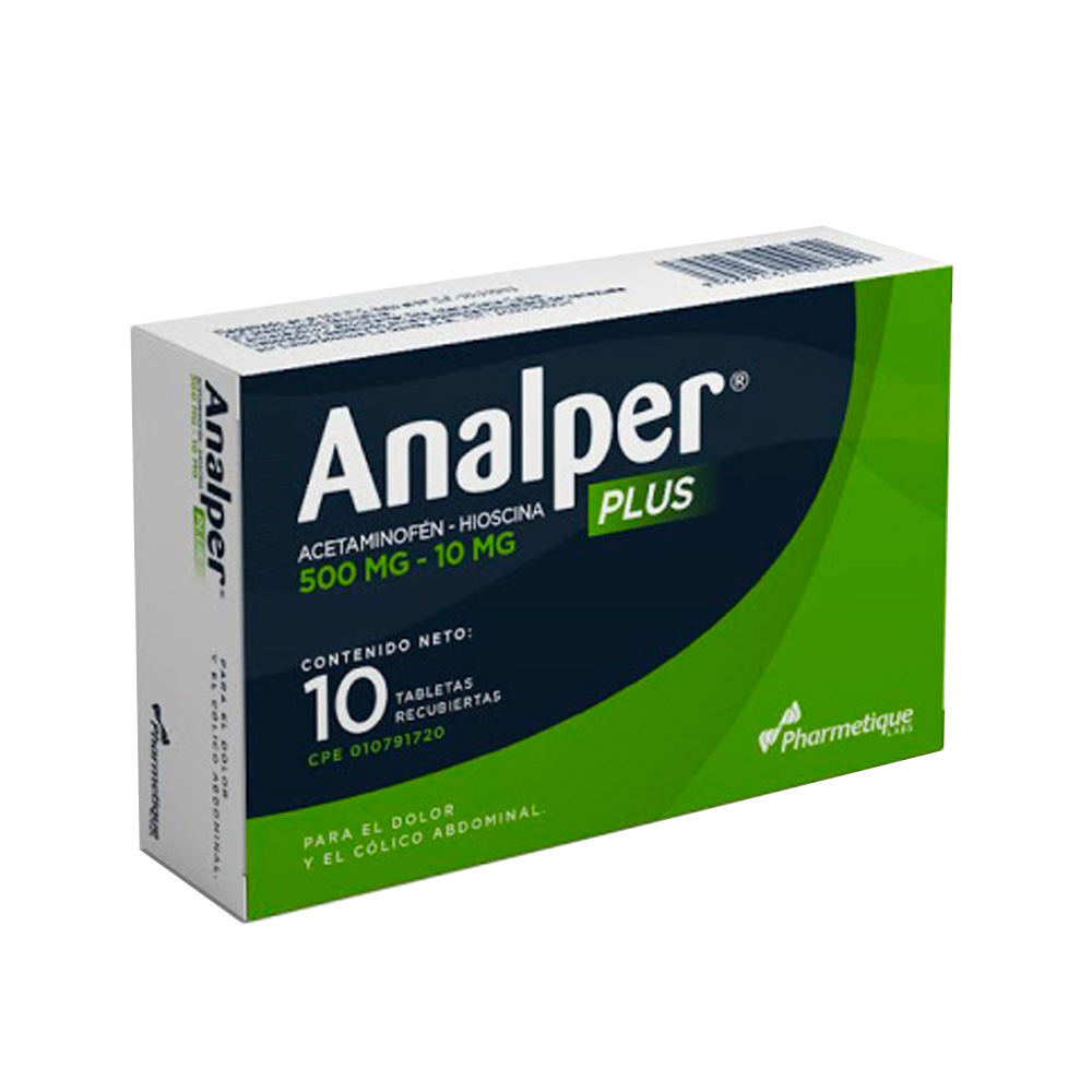 [7592454000796] ANALPER PLUS (ACETAMINOFEN - HIOSCINA) 500MG - 10MG X 10 TABLETAS RECUBIERTAS (PHARMETIQUE)