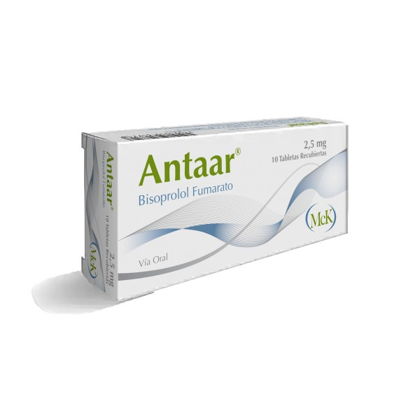 [7591519317718] ANTAAR (BISOPROLOL FUMARATO) 2.5MG X 10 TABLETAS RECUBIERTAS (CALOX)
