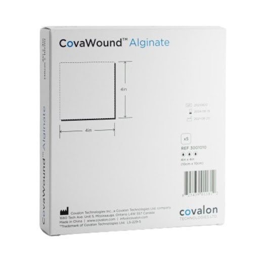 [825439011805] APÓSITO DE ALGINATO SIN PLATA  4 INX4 IN (10 CMX10CM) (COVALON)