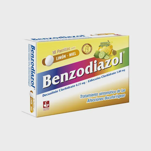 BENZODIAZOL MIEL LIMON (DECUALINIO DE CLORHIDRATO - LIDOCAINA CLORHIDRATO) 0.25MG - 5MG X 16 TABLETAS (MEYER)