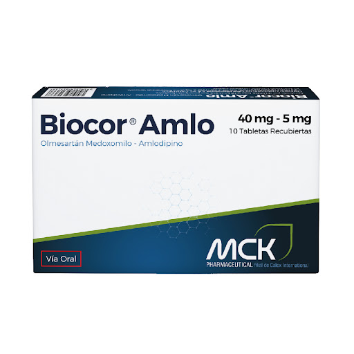[7591519317688] BIOCOR AMLO (OLMESARTAN - AMLODIPINA) 40MG/5MG X 10 TABLETAS (CALOX)