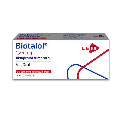 BIOTALOL (BISOPROLOL FUMARATO) 1.25MG X 30 COMPRIMIDOS RECUBIERTOS (LETI)