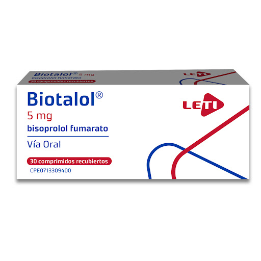 [7591585217165] BIOTALOL (BISOPROLOL FUMARATO) 5MG X 30 COMPRIMIDOS RECUBIERTOS (LETI)
