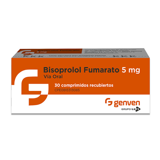 [7591585177162] BISOPROLOL FUMARATO 5MG. X30 COMPRIMIDOS RECUBIERTOS (GENVEN)