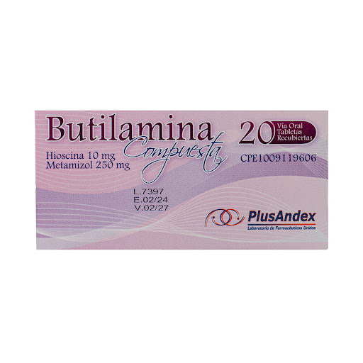 BUTILAMINA COMPUESTA (HIOSCINA - DIPIRONA) 10MG/250MG X 20 TABLETAS (PLUSANDEX)