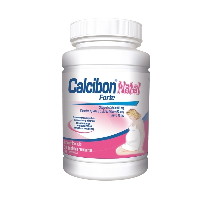 CALCIBON NATAL FORTE (CITRATO DE CALCIO - VITAMINA D - ACIDO FOLICO-HIERRO) 950MG/400MCG/ 400UI /18MG X 30 TABLETAS (FARMA)
