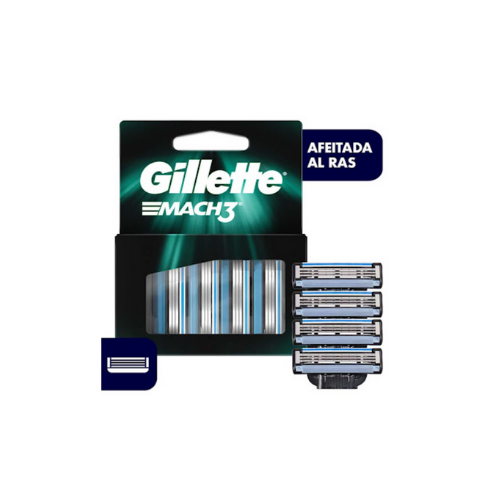 CARTUCHO MAQUINA DE AFEITAR MACH3 X 4 UNIDADES (GILLETTE)