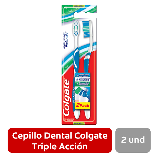 CEPILLO DENTAL MEDIO TRIPLE ACCION PACK 2 UNIDADES (COLGATE-PALMOLIVE)