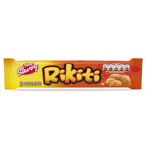 [7591016854686] CHOCOLATE C/LECHE Y MANÍ 30G 30GR (RIKITI)