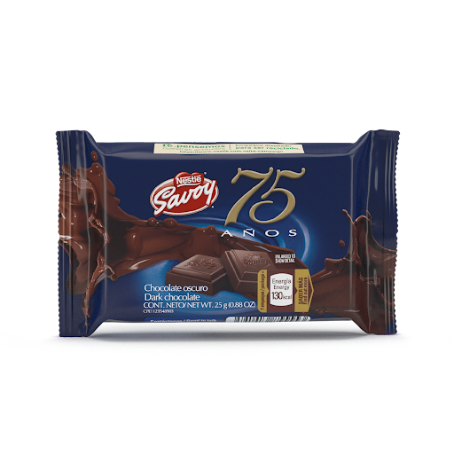 [7591016855553] CHOCOLATE OSCURO 75 ANIVERSARIO X 25 GR (SAVOY)