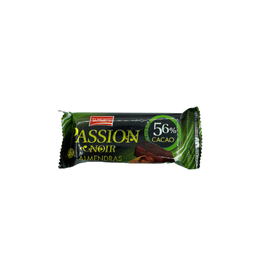 [7591720029974] CHOCOLATE PASSION NOIR ALMENDRAS 56% 32GR (ST MORITZ)