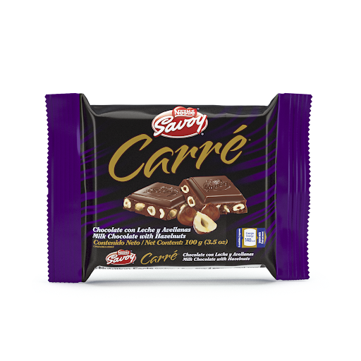 CHOCOLATE SAVOY CON LECHE Y AVELLANAS 100GR (CARRE)