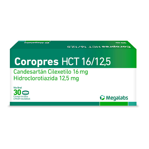 COROPRES H (CANDESARTAN - HIDROCLOROTIAZIDA) 16MG/12.5MG X 30 COMPRIMIDOS (MEGALABS)