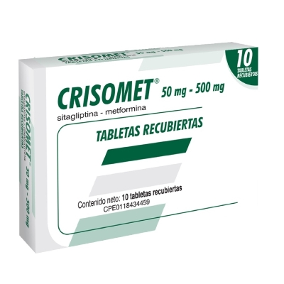 CRISOMET (METFORMINA - SITAGLIPTINA) 50MG/500MG X 10 TABLETAS (FARMA)