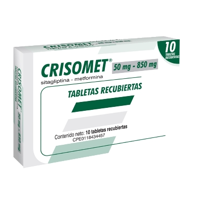 [7591821210349] CRISOMET (METFORMINA - SITAGLIPTINA) 50MG/850MG X 10 TABLETAS (FARMA)