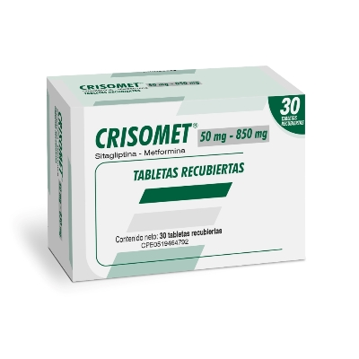 CRISOMET (METFORMINA - SITAGLIPTINA) 50MG/850MG X 30 TABLETAS (FARMA)