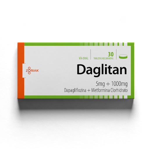 DAGLITAN 5MG+1000MG (DAPAGLIFLOZINA + METFORMINA) X 30 TABLETAS RECUBIERTAS (ZORIAK)
