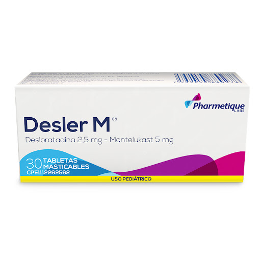 DESLER M (DESLORATADINA - MONTELUKAST) 2.5MG-5MG X 30 TABLETAS MASTICABLES (LA SANTE)