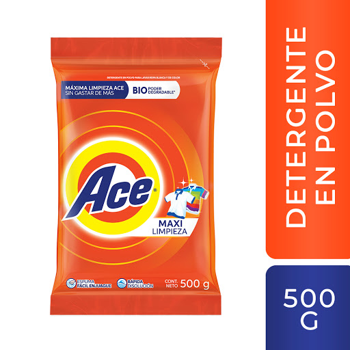 DETERGENTE EN POLVO LIMPIEZA COMPLETA X 500GR (ACE)