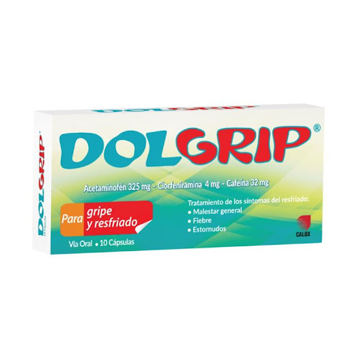 [7591519236026] DOLGRIP (ACETAMINOFEN - CLORFENIRAMINA - CAFEINA) 325MG-4MG-32MG X 10 CAPSULAS (CALOX)