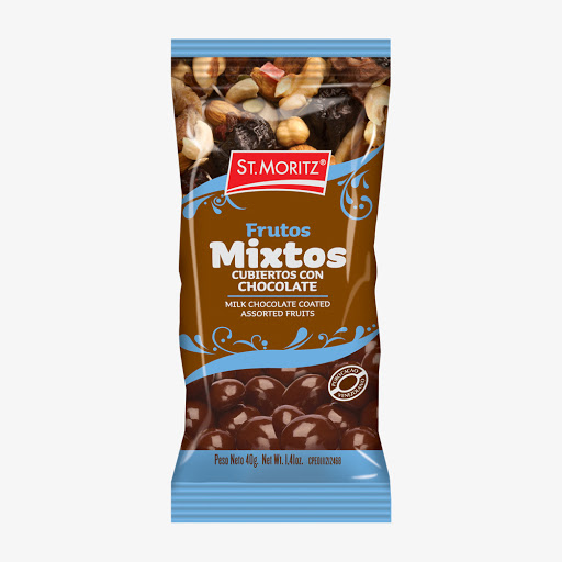 FRUTOS MIXTOS CUBIERTOS CON CHOCOLATE  40GR (ST MORITZ)
