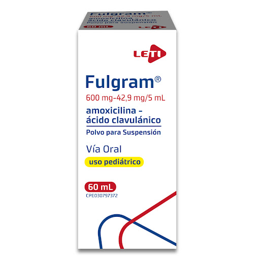 [7591585113139] FULGRAM POLVO PARA SUSPENSION PEDIATRICO (AMOXICILINA - ACIDO CLAVULANICO) 600MG-42.9-5ML X 60ML (LETI)