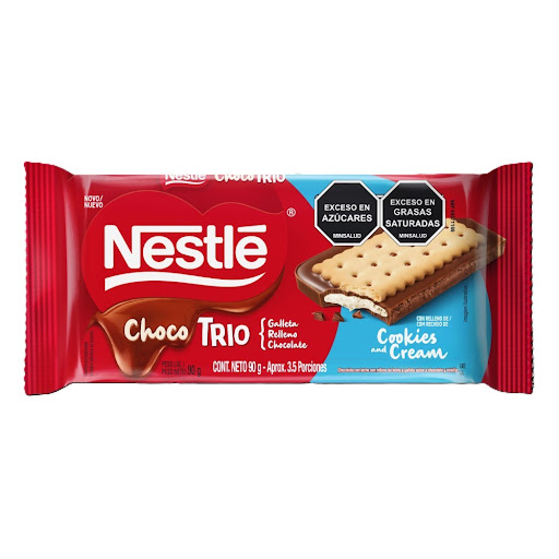 GALLETAS CUBIERTAS DE CHOCOLATE COOKIES AND CREAM X 90 GR (CHOCO TRIO)