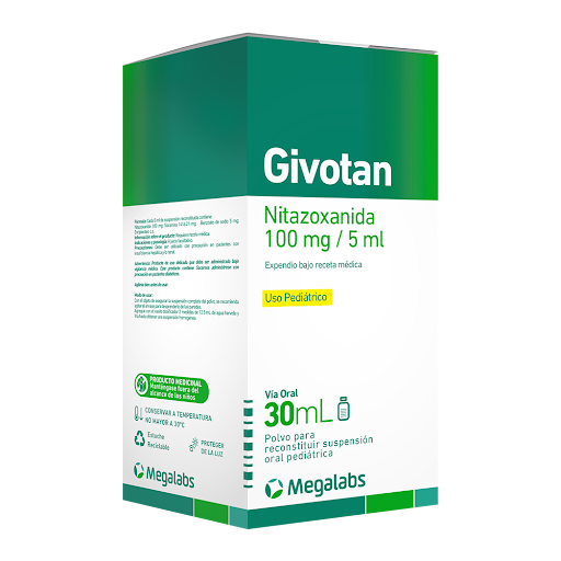 [7861148020472] GIVOTAN POLVO PARA SUSPENSION PEDIATRICA (NITAZOXANIDA) 100MG-5ML X 30ML (MEGALABS)