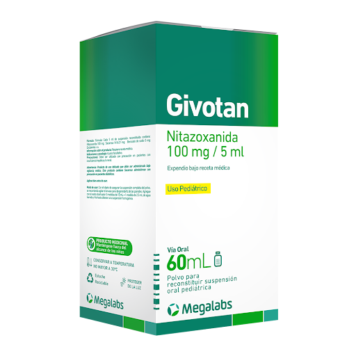 [7861148020434] GIVOTAN POLVO PARA SUSPENSION PEDIATRICA (NITAZOXANIDA) 100MG-5ML X 60ML (MEGALABS)