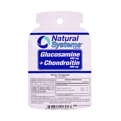 [646824213013] GLUSOSAMINE 500 MG / CHONDROITIN 400 MG X 10 CAPSULAS BLISTER (NATURAL SYSTEMS)