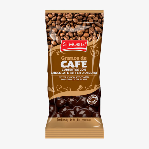[7591720030369] GRANOS DE CAFÉ CUBIERTOS DE CHOCOLATE 40GR (ST MORITZ)