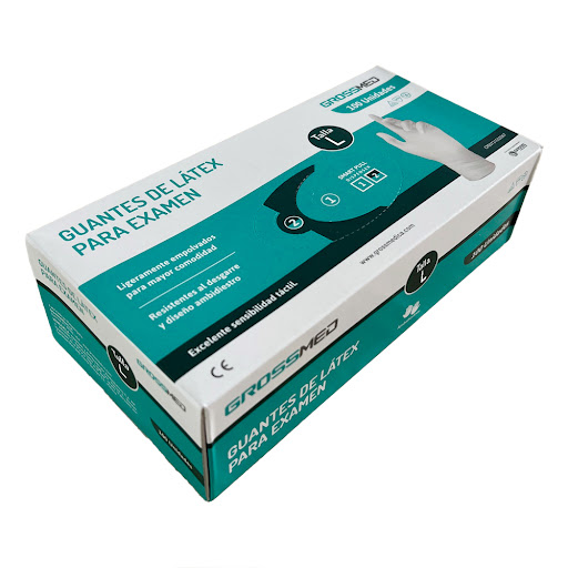 [7597830000797] GUANTES DE EXAMEN DE LATEX BLANCOS  TALLA L X 100 UNIDADES (MEDISOLUTIONS)