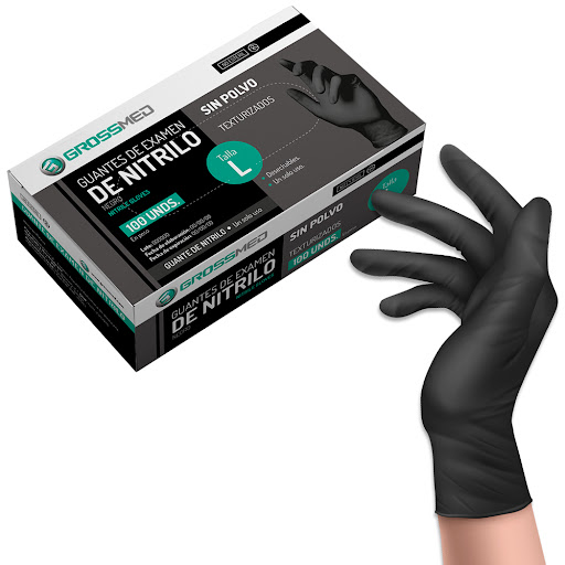 GUANTES DE NITRILO NEGRO  TALLA L X 100 UNIDADES (GROSSMED)